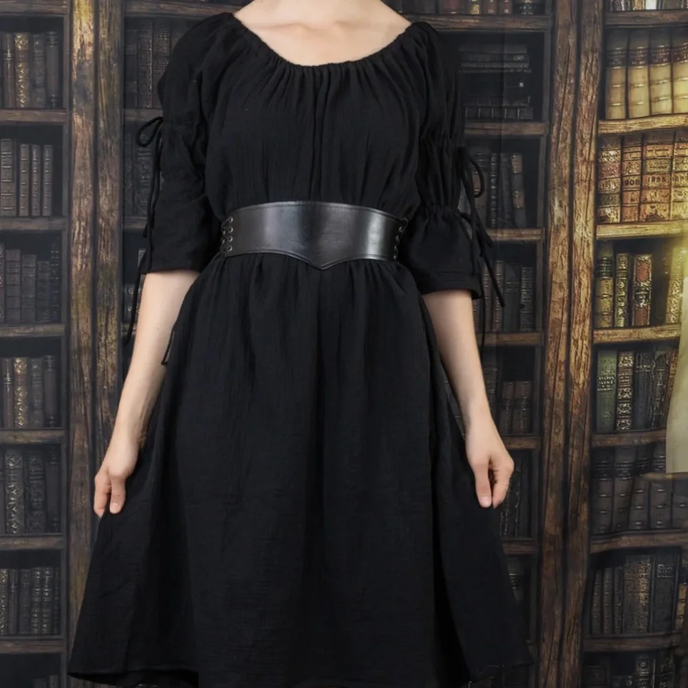 French Meadows Wide Leather Waist Belt In Black NWT